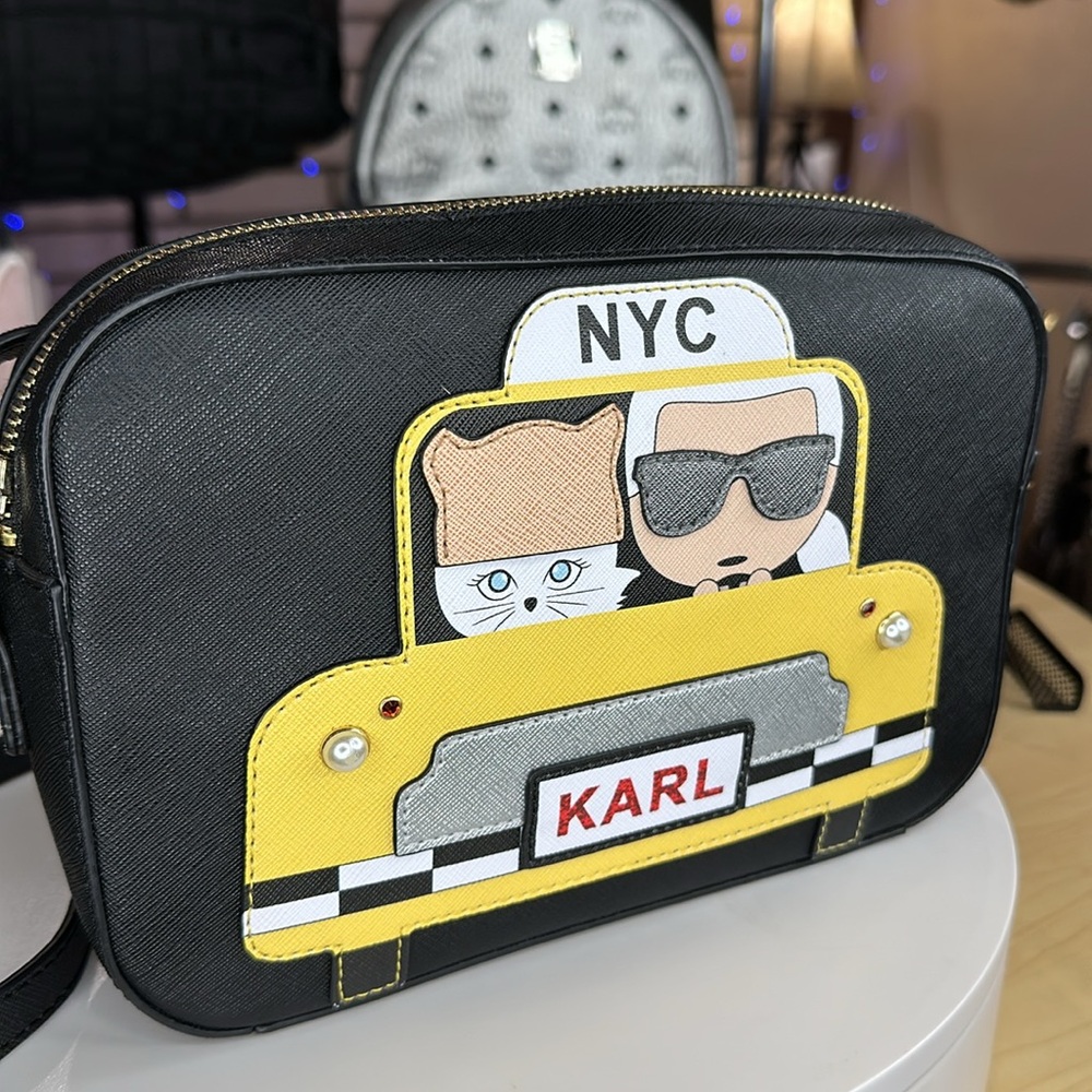 KARL LAGERFELD - Paris Maybelle Taxi NYC Black Crossbody Bag - Picture 4 of 16